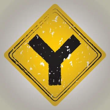 Y Intersection Ahead Sign Illustrazione stock