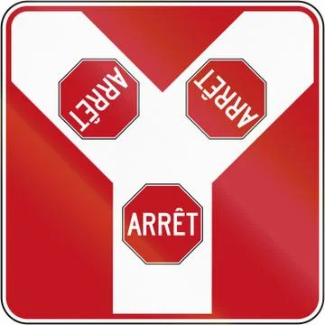 Y Intersection With Stop in Canada イラスト素材