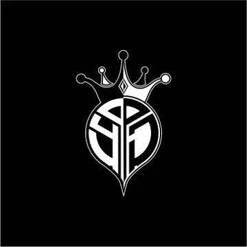 Y J circle monogram logo emblem style with clown crown shape vector decoratio Stock-Illustration