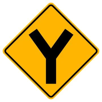 Y -Junction Traffic Road Sign,Vector Illustration, Isolate On White Backgroun Stock Illustration
