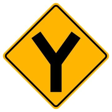 Y -Junction Traffic Road Sign,Vector Illustration, Isolate On White Backgroun Stock Illustration