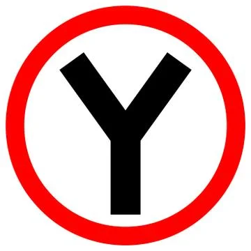 Y -Junction Traffic Road Sign,Vector Illustration, Isolate On White Backgroun Stock Illustration