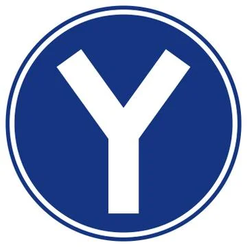 Y -Junction Traffic Road Sign,Vector Illustration, Isolate On White Backgroun Stock Illustration