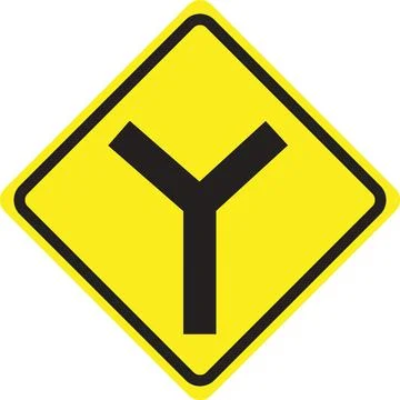 Y Junction Warning Sign Stock Illustration