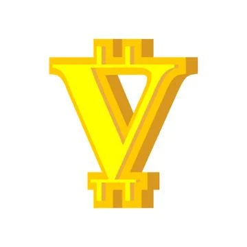 Y letter bitcoin font. Cryptocurrency alphabet. Lettering virtual money. Vect Stock Illustration