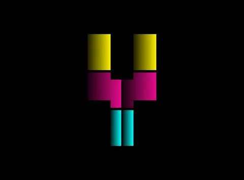 Y letter font, vector logo made of Cmyk color. Dynamic split blue, pink, yell Stock Illustration