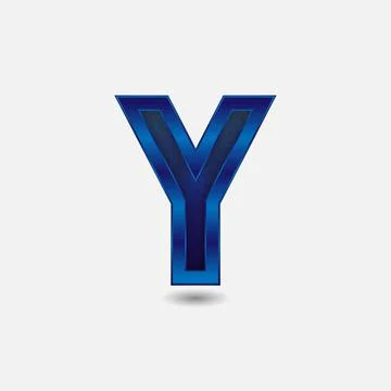 Y letter with glitter rendering effect, blue color design, vector illustration Stock Illustration