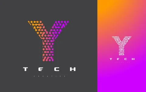 Y Letter Logo Technology. Connected Dots Letter Design Vector. Stock Illustration