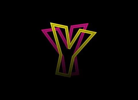 Y letter vector desing, shadow font logo. Dynamic split pink, yellow color on Illustrazione stock