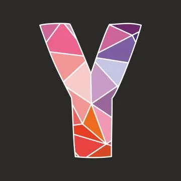 Y low poly wrapping surface alphabet letter isolated on black background Stock Illustration