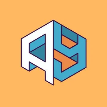 A Y  monogram lettering with perspective geometric concept Stock Illustration