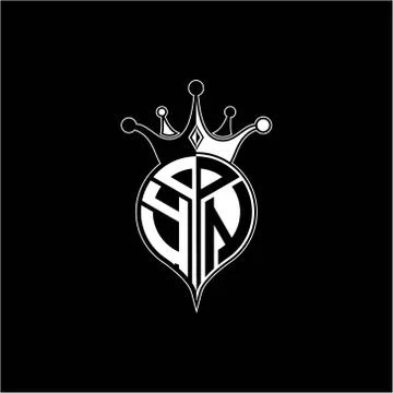 Y N circle monogram logo emblem style with clown crown shape vector decoratio Stock Illustration