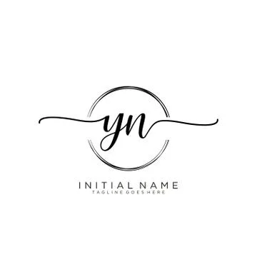 Y N Initial handwriting logo with circle template vector Stock Illustration