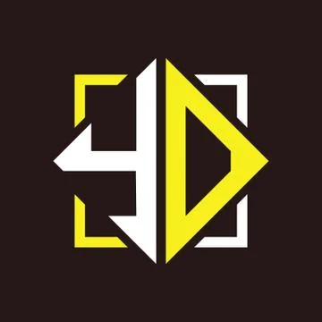 Y O Initials quadrangle monogram with square Illustrazione stock