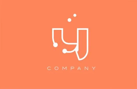 Y orange white dot line alphabet letter logo icon design. Creative template.. Stock Illustration