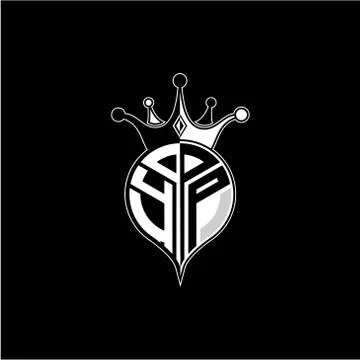 Y P circle monogram logo emblem style with clown crown shape vector decoratio Stockillustratie