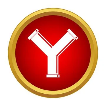 Y pipe plumbing system connection icon on red background Stock Illustration