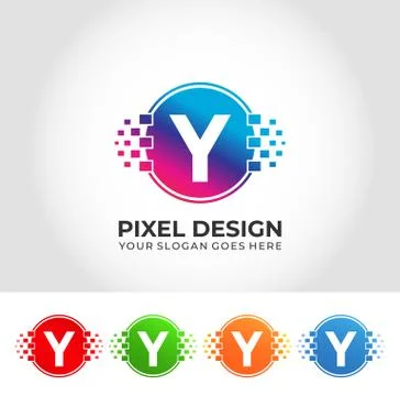 Y Pixel Logo Design Concept Stock Illustration
