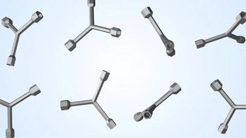 Y Shape Wrenches Falling on a Light Blue Background. Three Way Hex Socket. 4K Video stock 303626378