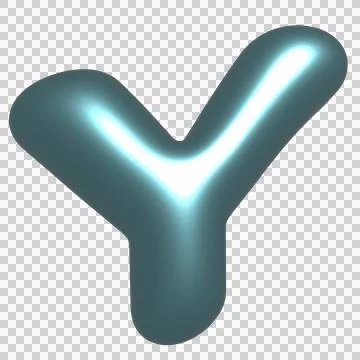 Y-shaped form is glowing in 3D on transparent background, with white core, cyan Stock Illustration