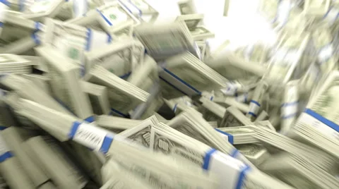 Y-shaped US dollar bundles flow with slow motion 4k. Wealth and money Stock Footage 64057767