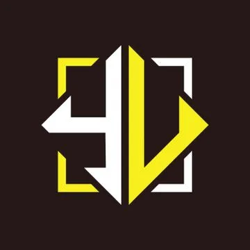 Y U Initials quadrangle monogram with square Stock Illustration