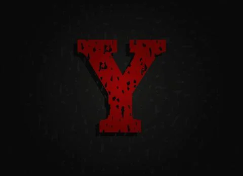 Y vector red letter made of grunge texture. Insane Fear brutal font. Wicked n Illustrazione stock