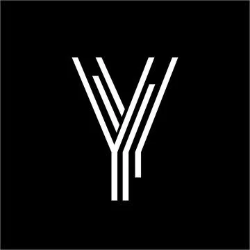 Y, YY initials geometric line art company logo and vector icon Stock Illustration