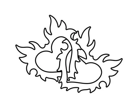 Y2K 00s stickers Two vector hearts black outline. Valentine's Day 90s aesthetics 스톡 일러스트