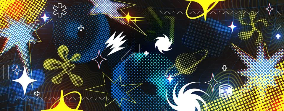 Y2K abstract background with halftone patterns Stock Illustration