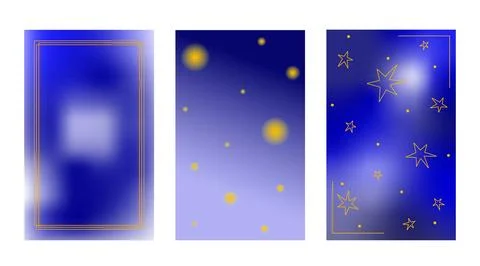 Y2k abstract holographic gradient background templates set dark blue textures Stock Illustration