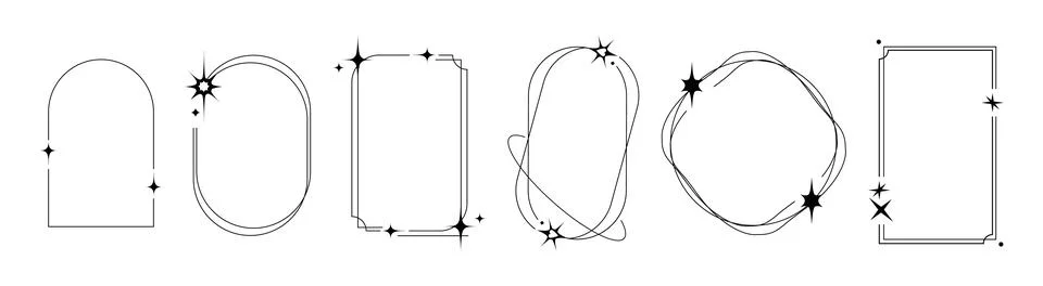 Y2k aesthetic border frames set Illustrazione stock