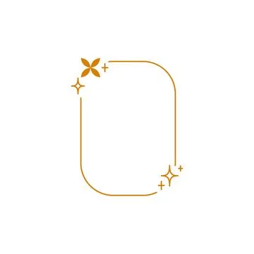 Y2K aesthetic line border, vector abstract orange linear rounded rectangle frame Stock Illustration