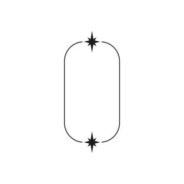 Y2K aesthetic line border, vector abstract black linear rounded rectangle frame Stock Illustration