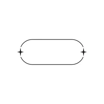 Y2K aesthetic line border, vector horizontal black linear rounded rectangle Stock Illustration