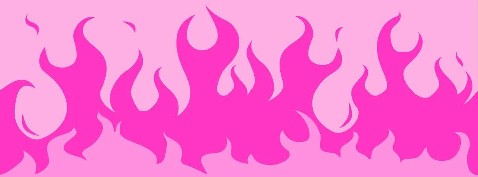 Y2k aesthetic pink flame pattern with abstract heart silhouettes Stockillustratie