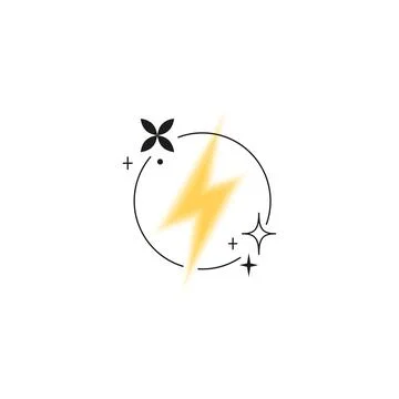 Y2K aesthetics. Vector illustration of gradient lightning, yellow with linear Stock Illustration