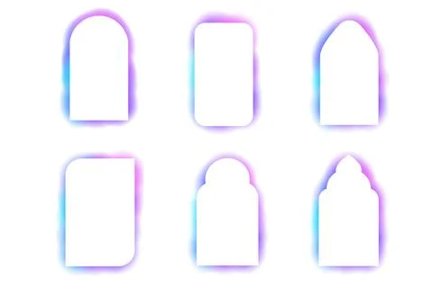 Y2k aura frame abstract arch, blur shapes, borders, rainbow spectrum shine color Illustrazione stock