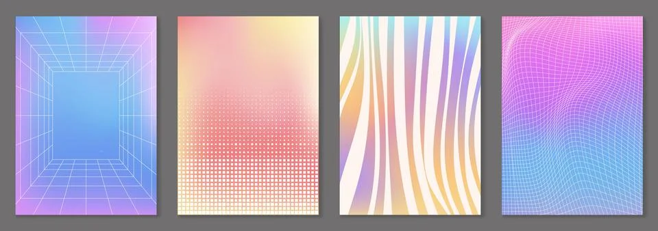 Y2K background pattern set Stock Illustration