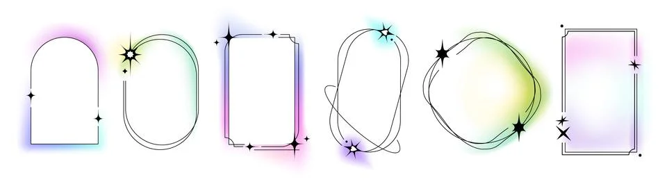 Y2k border frames with blur gradient effect Illustrazione stock