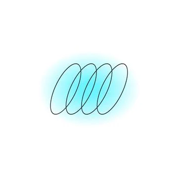 Y2k design. Abstract vector black oval shape element on blue blurred background. Stock Illustration