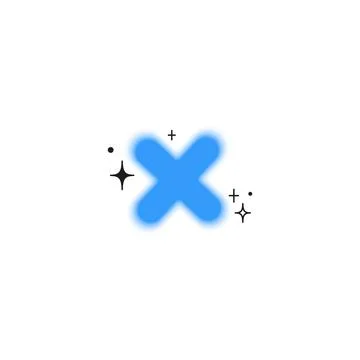 Y2k design. Gradient aura vector, blurred blue cross with abstract linear Stock Illustration