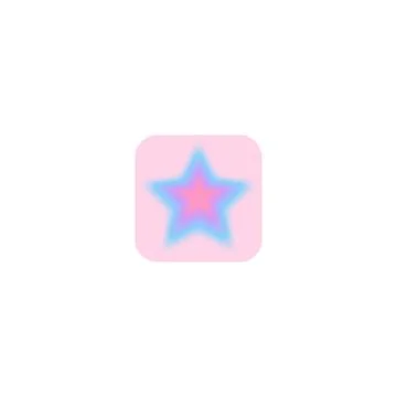 Y2k design. Vector five-pointed star with gradient blurred shapes on pink square Stock Illustration
