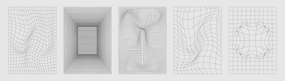 Y2k distorted grid backgrounds Illustrazione stock