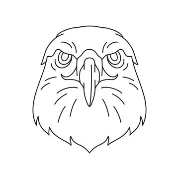 Y2k eagle hawk falcon portrait monochrome outline tattoo icon vector illust.. Stock Illustration