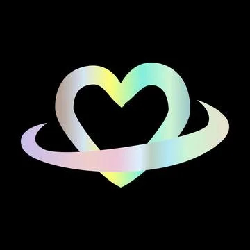 Y2k element. sticker space heart in hologram design. Illustrazione stock