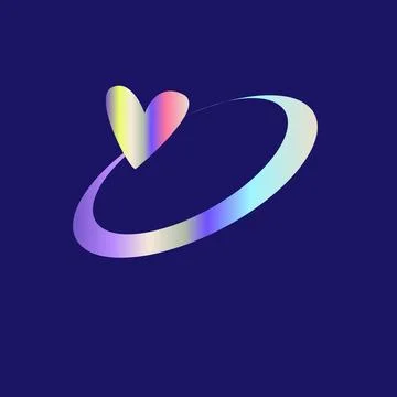 Y2k element. sticker space heart in hologram design. Illustrazione stock