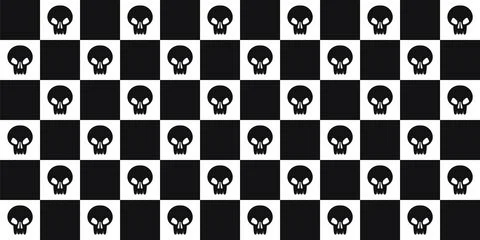 Y2k Emo and Goth checkered seamless patterns with skulls Stock Illustration