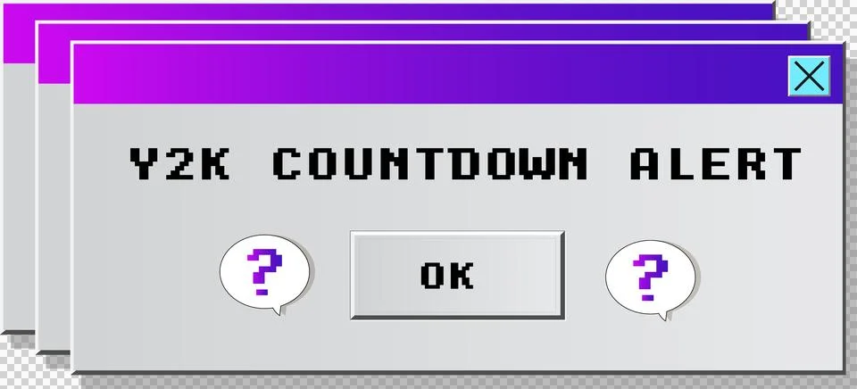 Y2K flat design dialog boxes are stacking on transparent background with Stock Illustration