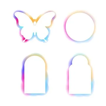 Y2k frame abstract arch, spectrum butterfly glow aura blur shapes, borders Stock Illustration